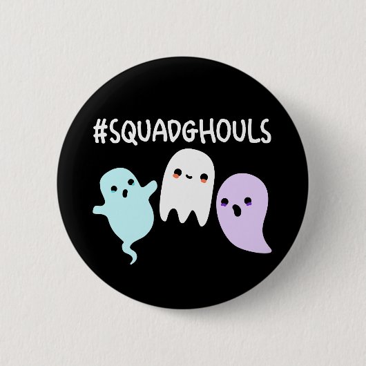 スケアードな仲間たち おもしろハロウィーンの幽霊 ダークBG 缶バッジ (正面)