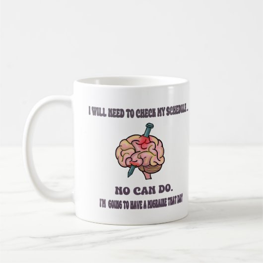 スケジュールの片頭痛を確認する コーヒーマグカップ (左)