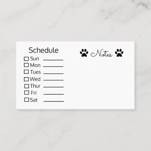 スケジュールの犬の歩くの名刺 名刺 (裏面)