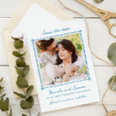 スケッチお洒落手描き正方形フォト結婚ズ セーブザデート