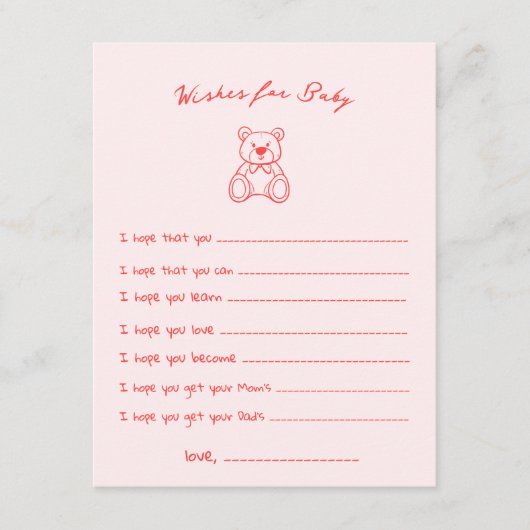 スケッチかわいいクマの赤ちゃんシャワー エンクロージャーカード (正面)