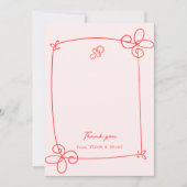 スケッチかわいい波状の弓枠ベビーシャワー サンキューカード (正面)