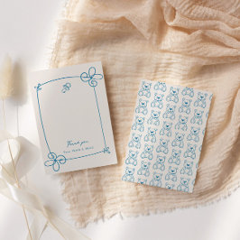 スケッチかわいい波状の弓枠ベビーシャワー サンキューカード