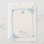 スケッチかわいい波状の弓枠ベビーシャワー サンキューカード (正面)