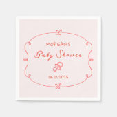 スケッチかわいい波状の弓枠ベビーシャワー スタンダードカクテルナプキン (正面)