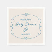 スケッチかわいい波状の弓枠ベビーシャワー スタンダードカクテルナプキン (正面)