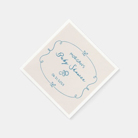 スケッチかわいい波状の弓枠ベビーシャワー スタンダードカクテルナプキン (角)