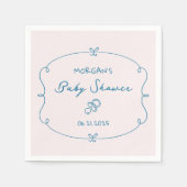 スケッチかわいい波状の弓枠ベビーシャワー スタンダードカクテルナプキン (正面)