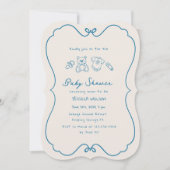 スケッチかわいい波状の弓枠ベビーシャワー 招待状 (正面)