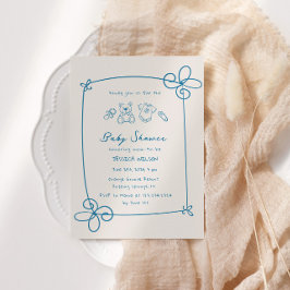 スケッチかわいい波状の弓枠ベビーシャワー 招待状