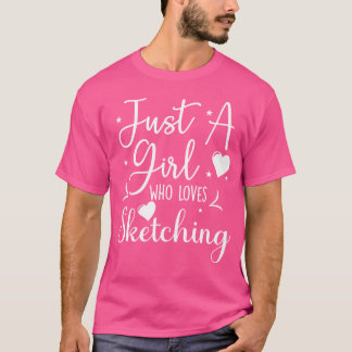 スケッチが大好きな女の子 Tシャツ