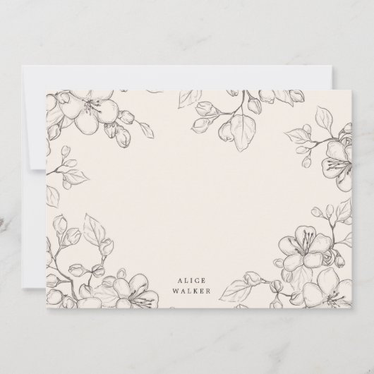 スケッチさくらんぼ感謝していフラワー ノートカード (正面)