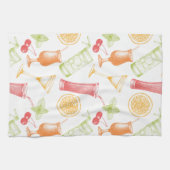 スケッチされたカクテルパターン キッチンタオル (横)