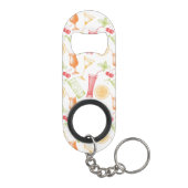 スケッチされたカクテルパターン キーホルダー栓抜き (裏面)