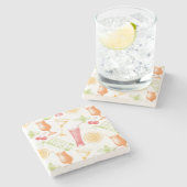 スケッチされたカクテルパターン ストーンコースター (横)