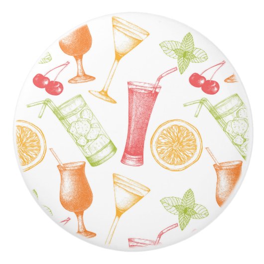 スケッチされたカクテルパターン セラミックノブ (正面)