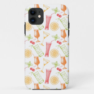 スケッチされたカクテルパターン iPhone 11 ケース