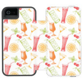 スケッチされたカクテルパターン INCIPIO iPhoneウォレットケース (フォリオ Open)