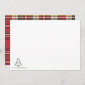 スケッチされたクリスマスツリーのモノグラム ホリデー ファミリー ノートカード (正面/裏面)