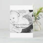 スケッチされたベビーシャワーの招待状の黒のプリント 招待状 (スタンド正面)