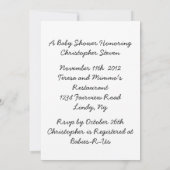 スケッチされたベビーシャワーの招待状の黒のプリント 招待状 (裏面)