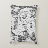 スケッチされたペンの手描きケシ花フローラwhi アクセントクッション (裏面(縦))