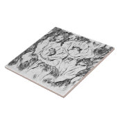 スケッチされたペンの手描きケシ花フローラwhi タイル (側面)