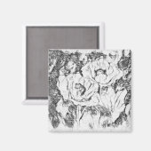 スケッチされたペンの手描きケシ花フローラwhi マグネット (正面/裏面)