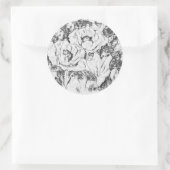 スケッチされたペンの手描きケシ花フローラwhi ラウンドシール (バッグ)