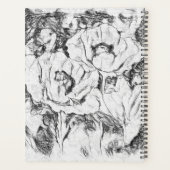 スケッチされたペンの手書き赤いケシの花のフローラ プランナー手帳 (裏面)