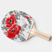 スケッチされたペンの手書き赤いケシの花のフローラ 卓球ラケット (横)