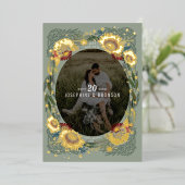 スケッチされたユニーク花の写真データを保存する 箔招待状 (立ち正面)