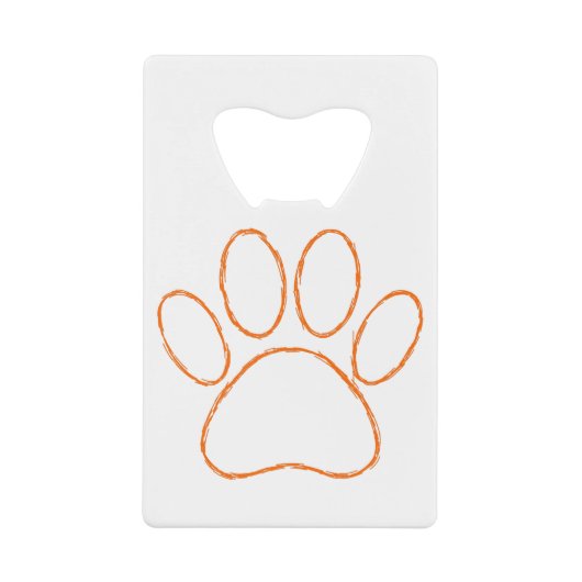 スケッチされた子犬の手の印刷 クレジットカード栓抜き (正面)