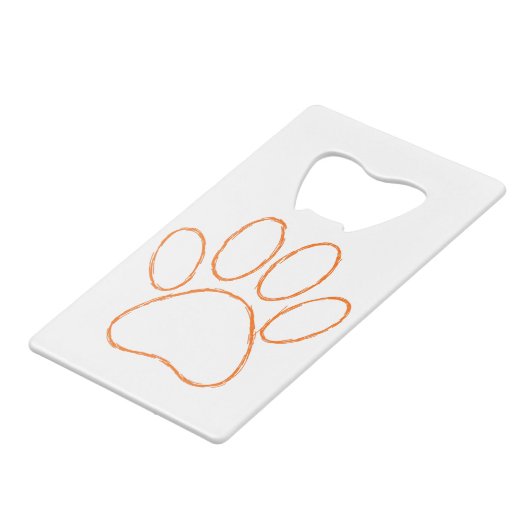 スケッチされた子犬の手の印刷 クレジットカード栓抜き (正面アングル)