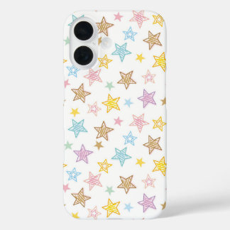 スケッチされた星のパターン iPhone 16ケース