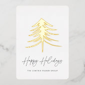 スケッチされた松 |モダン業務企業の 箔シーズンカード (正面)