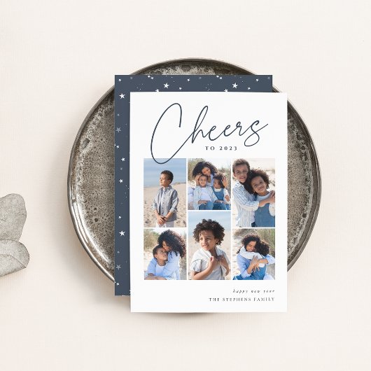 スケッチされた筆記体6フォトコラージュ新年 シーズンカード