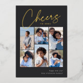 スケッチされた筆記体6フォトコラージュ新年 箔シーズンカード (正面)