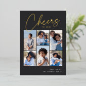 スケッチされた筆記体6フォトコラージュ新年 箔シーズンカード (立ち正面)