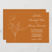 スケッチされた花のボヘミアンフォールウェディング 招待状 (正面/裏面)