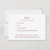 スケッチされた花 グリーン ダークレッド マロン 結婚式 出欠カード (裏面)