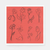 スケッチされた花 スタンダードランチョンナプキン (正面)