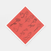 スケッチされた花 スタンダードランチョンナプキン (角)