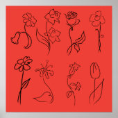 スケッチされた花 ポスター (正面)