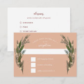 スケッチされた花 葉 緑 豊かな結婚式 出欠カード (正面/裏面)