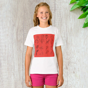 スケッチされた花 Tシャツ