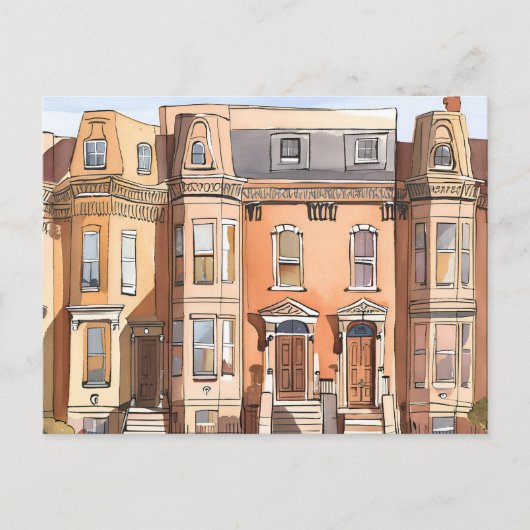 スケッチされた茶色い石 | ボストン通り絵を描ズ ポストカード (正面)