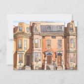 スケッチされた茶色い石 | ボストン・マサチューセッツ・カード (正面)