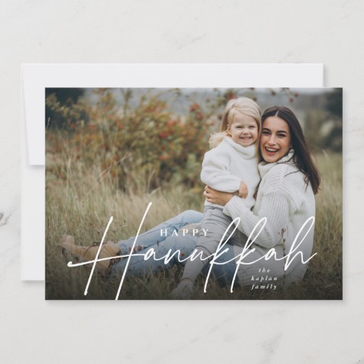 スケッチされた草書体フルフォトハヌカー シーズンカード (正面)