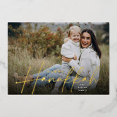 スケッチされた草書体フルフォトハヌカー 箔シーズンカード (正面)